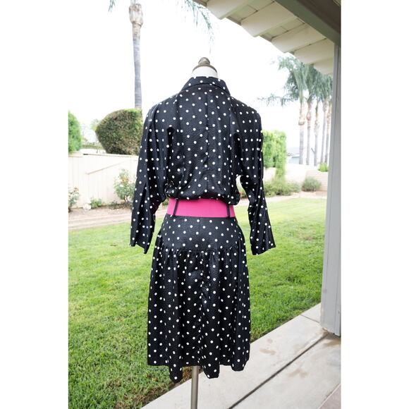 Black and White Polka Dot Pin Up Girl Dinner Swing Retro Dress Halloween - Picture 4 of 9